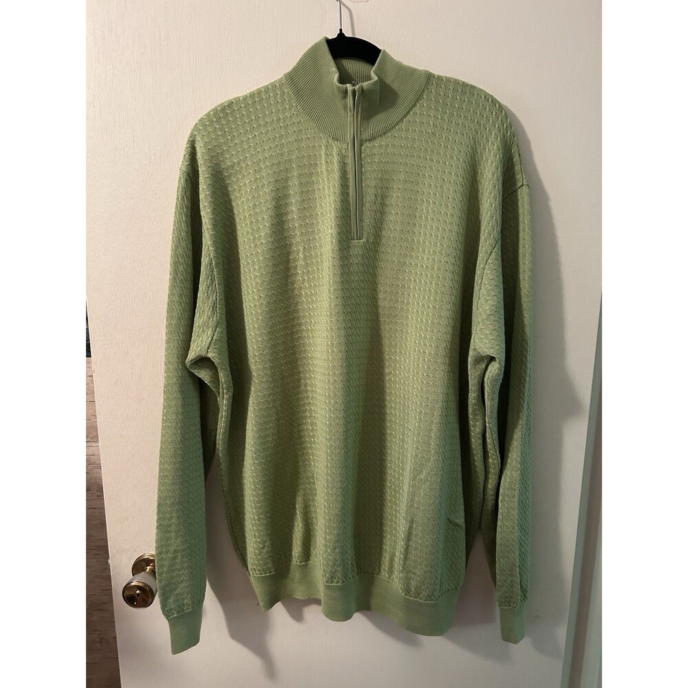 Carnoustie LMT Golf Pullover Sweater Woven Men's XL Lime 3/4 Zip Long Sleeve